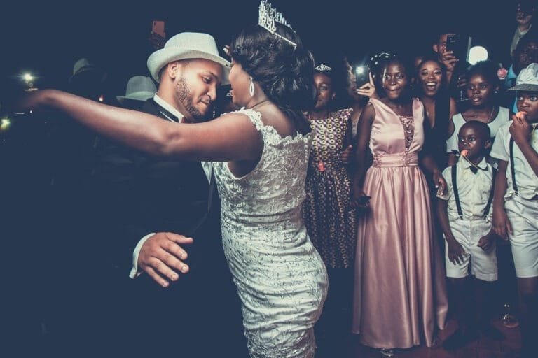 Couple dancing at their wedding reception